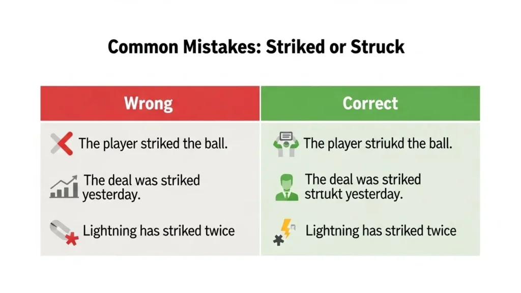 Common Mistakes with Striked or Struck
