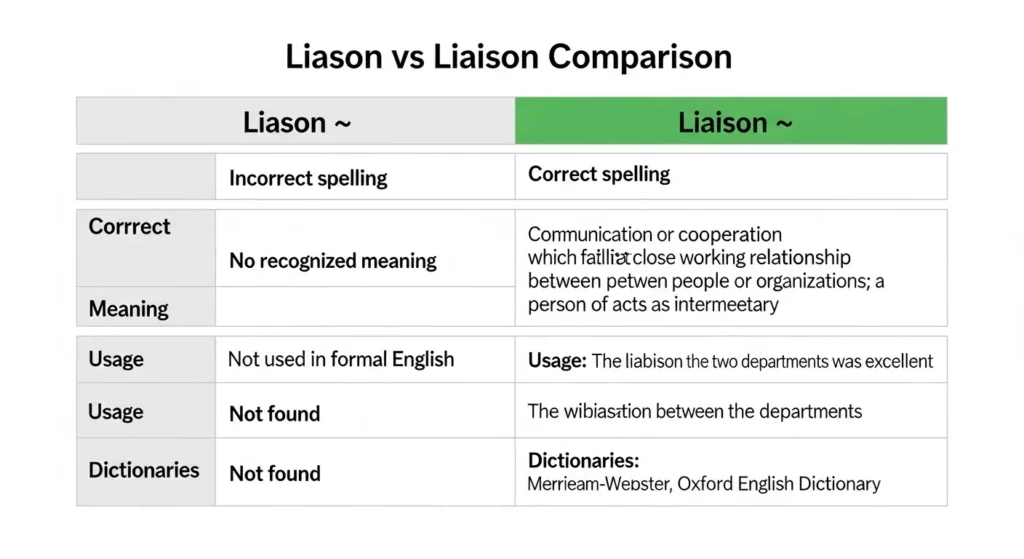 Comparison Table: Liason vs Liaison