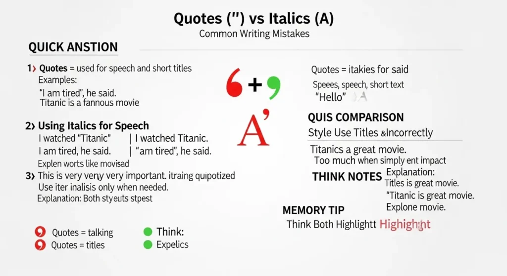 Common Mistakes with Quotes or Italics