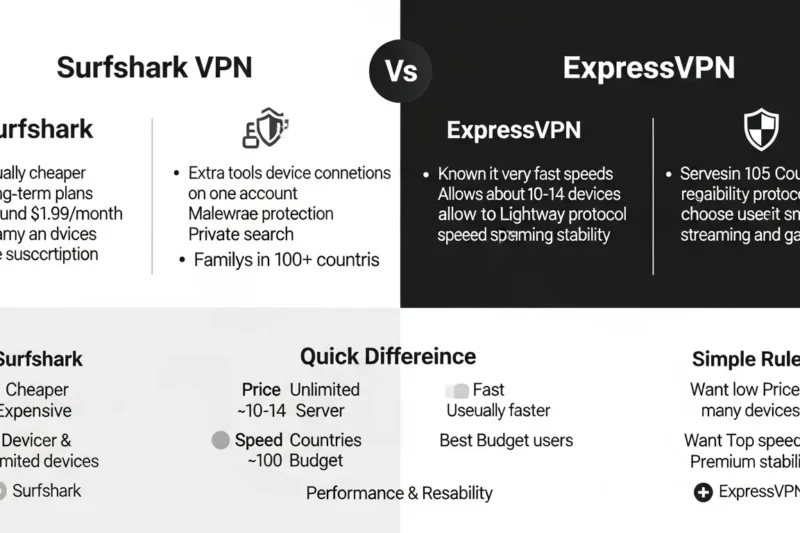 Surfshark or ExpressVPN : Which One Is Better? in 2026