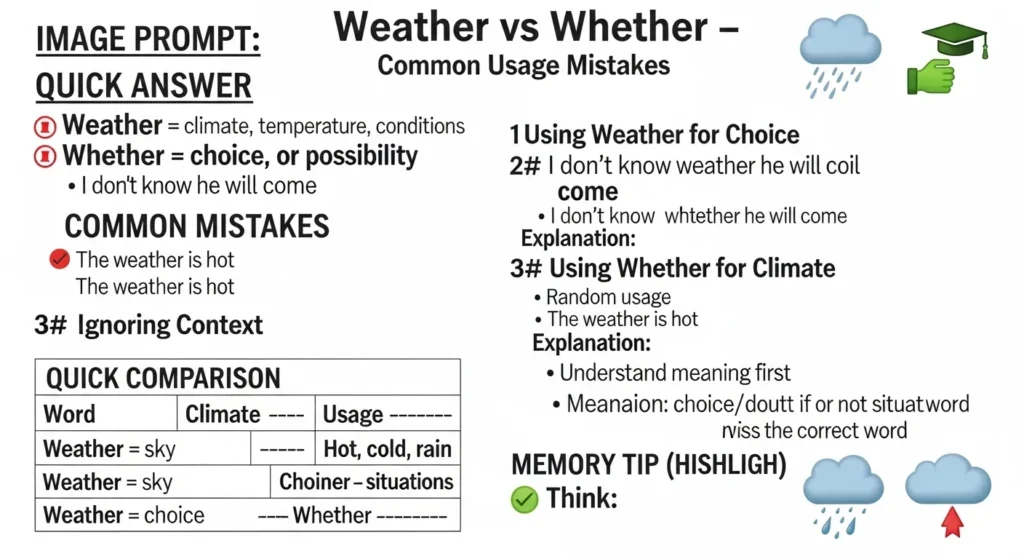 Common Mistakes with Weather or Whether